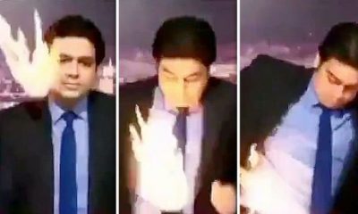 boule de feu frappe un présentateur pakistanais lors d'un débat en direct