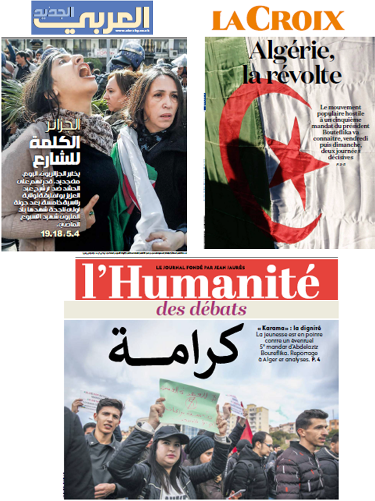 quotidiens internationaux réservent leur Une aux marches Algériennes